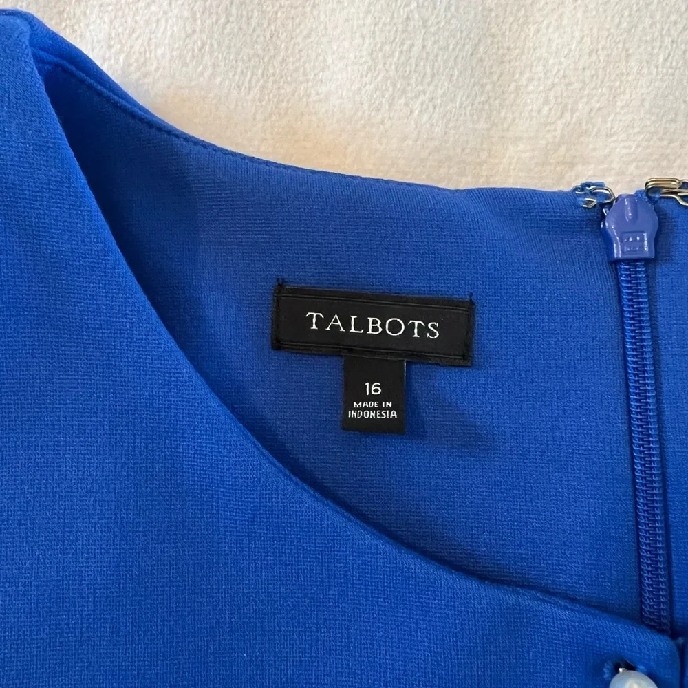 🎉Host Pick🎉Talbots Royal Blue Dress w/Decorative Pearl Neckline Size 16 - Picture 5 of 13